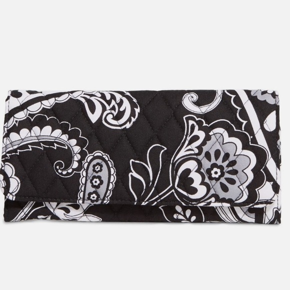 Vera Bradley Trifold Wallet Midnight Paisley Floral Clutch PURSE-SALE was $35 - Picture 1 of 10